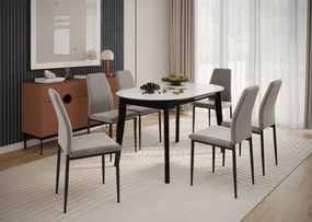 Vintino Rozkladací jedálenský stôl ELIAN 140–180 cm – biely mramor / čierna