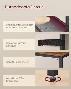 VASAGLE stojan na topánky 8x75x53cm, hnedý–tintový čierny