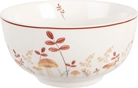 Biela porcelánová miska s hubkami Little Forest Jewels - Ø 14*7 cm / 500 ml
