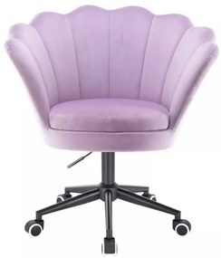 LuxuryForm DESIGN Kreslo FREY VELUR na čiernej podstave s kolieskami - levanduľa