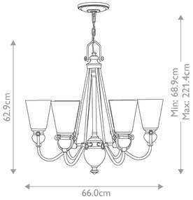 Hinkley HK-MAYFLOWER6 - Luster na reťazi MAYFLOWER 6xE27/60W/230V
