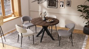 RENZO Hnedý dub/čierna noha - OKRÚHLY STÔL Ø110 ROZKLADACÍ DO 180 cm | DO KUCHYNE JEDÁLNE OBÝVAČKY RETRO