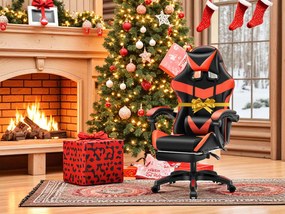 Kancelárska herná stolička s nastaviteľnou opierkou nôh - čierno-červená