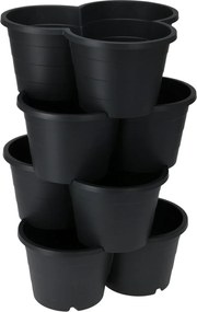 Plastový kvetináč na pestovanie zeleniny Veggie, sada 4ks, 42x17 cm, antracitová
