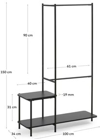Čierny kovový set do predsiene Kave Home Galatia
