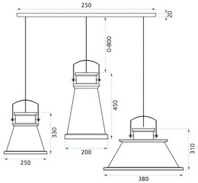 Toolight - Stropné svietidlo ASTI ABC 3xE27, čierna-zlatá, OSW-00182