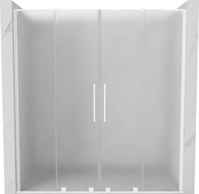 Mexen Velar L Duo, posuvné sprchové dvere do otvoru 200 cm, 8mm sklo námraza, biela matná, 871-200-003-32-20