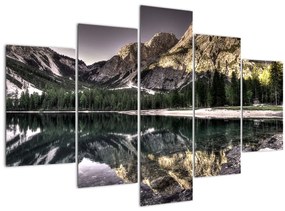 Obraz jazera v horách (150x105 cm)