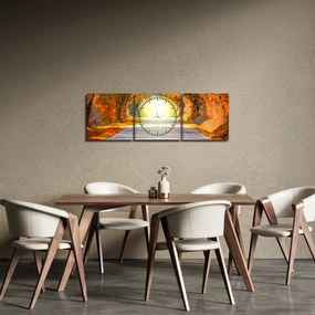 Obraz - Brána z korún stromov (s hodinami) (90x30 cm)