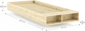 Jednolôžková posteľ z borovicového dreva bez čela s roštom 90x200 cm v prírodnej farbe Merge – Karup