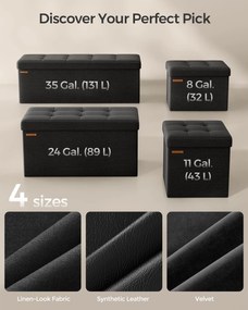 SONGMICS úložný taburet, skladací sedací pult, 38×76×38 cm, čierny