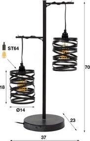 Stolová lampa 82-91 2L Spindle Slate Gray  - Komfort-nábytok