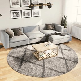 Chlpatý koberec vysoký vlas moderný béžovo-antracitový Ø 240 cm 375402