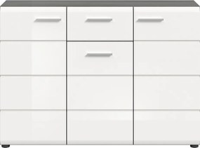 Komoda so zásuvkou Salsa, 120 cm, sivý dub/biely lesk