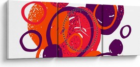 Obraz - Motív s kruhmi v teplých farbách (s hodinami) (90x30 cm)