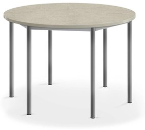 Stôl SONITUS, kruh, Ø 1200x760 mm, linoleum - svetlošedá, strieborná