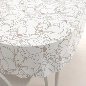 Biante Bavlnený oválny obrus Sandra SA-268 Béžové designové kvety na bielom 140x180 cm