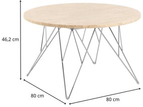 Konferenční stolek Prunus 80 cm béžový mramor/chrom
