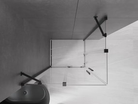 Mexen Velar Duo, sprchový kút s posuvnými dverami 90(dvere) x 80(dvere) cm, 8mm číre sklo, čierny matný profil, 871-090-080-02-70