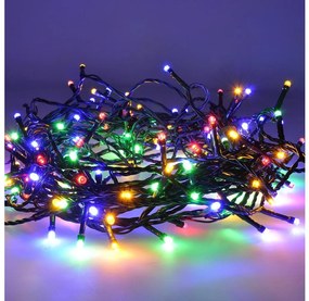 Solight LED vonkajšia vánočná reťaz, 200 LED, 20m, prívod 5m, 8 funkcií, časovač, IP44, viacfarebný, 1V102-M-1