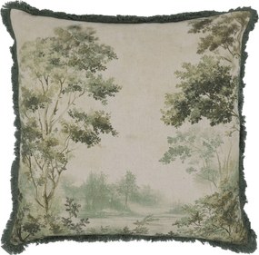 Obliečka na vankúš Aix s botanickým motívom a strapcami – 50*50 cm