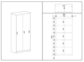 Vysoká skriňa SimpleOffice 80 x 40 x 180 cm, breza