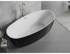 Mexen Lira, voľne stojaca vaňa, vzor, 170 x 80 cm, biela-čierna, oceľový prepad, 52831708075-97