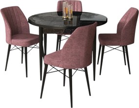 Jedálenský set Roxie (mramor čierny + prašná ružová) (pre 4 osoby). Akcia -19%. Vlastná spoľahlivá doprava až k Vám domov. 1144554