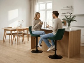 AKCIA Zelená barová stolička VELVET KAST s čiernou nohou II. akosť