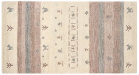 Vlnený koberec gabbeh 80 x 150 cm béžová/hnedá KARLI Beliani