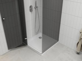 Mexen Roma, sprchový kút s krídlovými dverami 100 (dvere) x 100 (stena) cm, 6mm šedé sklo, chrómový profil + slim sprchová vanička biela + chrómový sifón, 854-100-100-01-40-4010