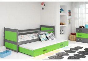 Detská posteľ s výsuvnou posteľou RICO 200x90 cm Zelená Sivá