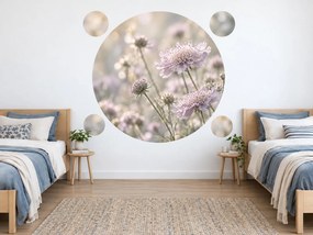 Pastelové hlaváče v kruhu lila fotografické nálepky do spálne na stenu arch 46 x 46 cm