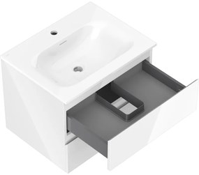 Mexen Orio, kúpeľňová skrinka 60 cm s umývadlom Vela, 2 zásuvky, biela lesklá, 91A10-06047-2-BFF00-W23M00