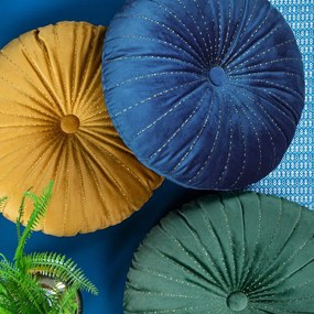 Dekorstudio Okrúhly zamatový dekoračný vankúš VELVET prešívaný zlatou niťou v staroružovej farbe