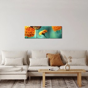 Obraz motýľa (s hodinami) (90x30 cm)