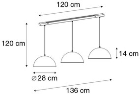 Priemyselné závesné svietidlo čierne so zlatom 3-svetlo - Magnax