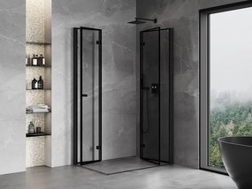Mexen Mist-F Duo, skladací sprchový kút 75 x 90 cm, číre sklo-čierny rám, 8A6-075L-090P-70-70