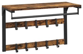 Nástenný vešiak s policou NATE hnedý/čierny