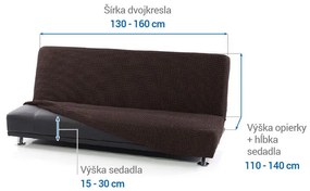 Super strečové poťahy NIAGARA čokoládová dvojkreslo s drevenými rúčkami (š. 130 - 160 cm)