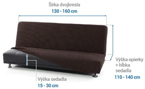 Super strečové poťahy NIAGARA čokoládová dvojkreslo s drevenými rúčkami (š. 130 - 160 cm)