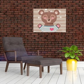 Sklenený obraz - Milujúci medvedík (70x50 cm)