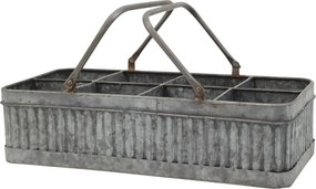 Plechový antik box s rukoväťou a 8 priehradkami Old French - 41*20*10 cm