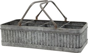 Plechový antik box s rukoväťou a 8 priehradkami Old French - 41*20*10 cm