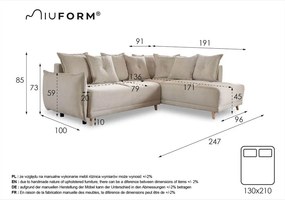 Zelená menčestrová rozkladacia rohová pohovka (pravý roh) Lazy Lukka – Miuform