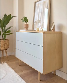 Sivá/v prírodnej farbe komoda v dekore jaseňa 99x78,5x42 cm Anielle – Kave Home