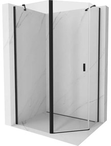 Mexen Mist, päťuholníkový sprchový kút výklopný 100 x 80 cm, číre sklo, čierny profil, 8A8-100-080-70-00