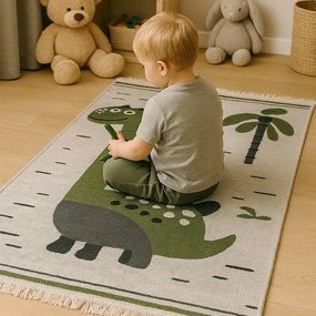 Praktik home, TRHÁK: Detský kusový koberec Natur Dinosaurus, 80x150, zelená, detská izba