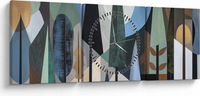Obraz - Prírodná geometrická abstrakcia II. (s hodinami) (90x30 cm)