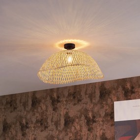 Art Deco stropné svietidlo čierne s prírodným bambusom 60 cm - Alka